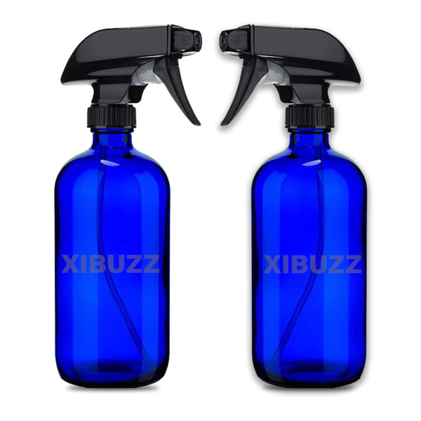 blue glass spray bottles