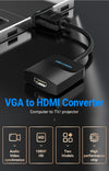 Câble convertisseur VGA mâle vers HDMI femelle avec audio USB.