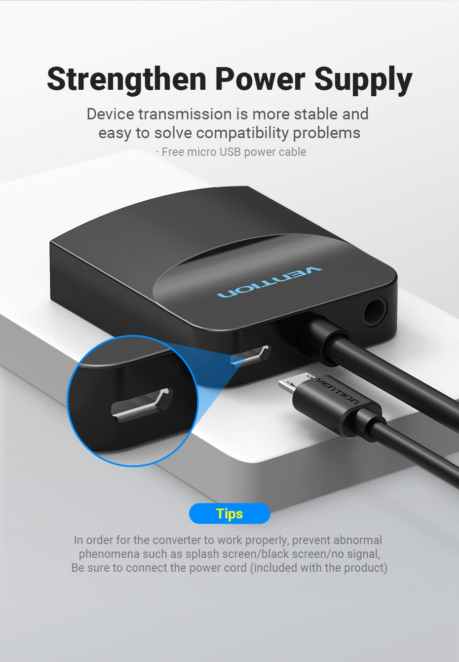 VGA Male to HDMI Female Converter Cable with USB audio.