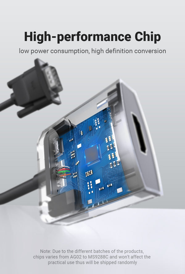 Câble convertisseur VGA mâle vers HDMI femelle avec audio USB.