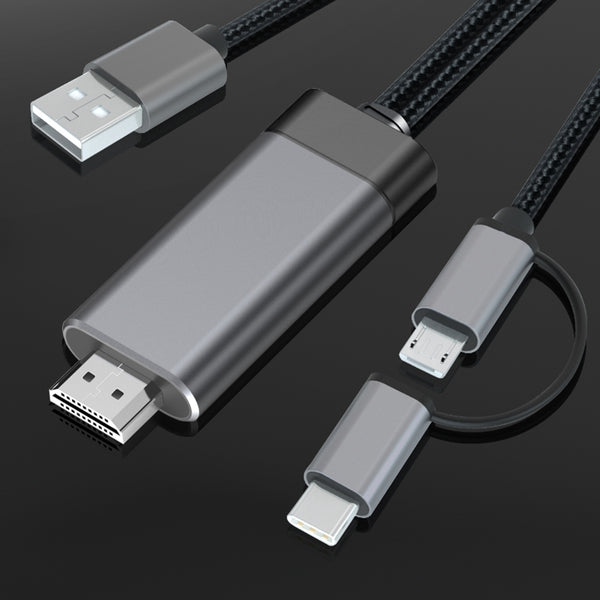 Cabo 3 em 1 Tipo C/Micro-USB para HDMI
