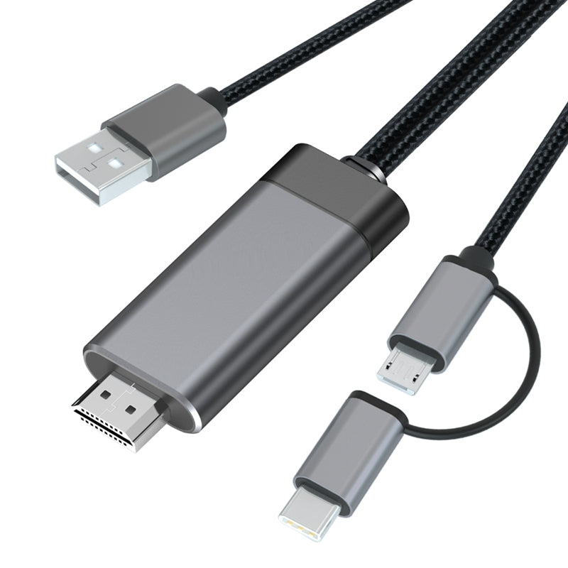 Cabo 3 em 1 Tipo C/Micro-USB para HDMI